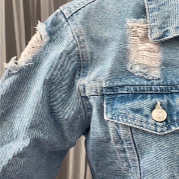 Distressed Crop Jean Jacket - Picture 6 of 7
